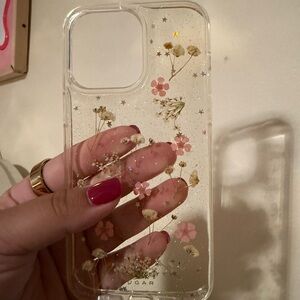 iPhone 14 Pro Max clear glitter floral case